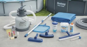 Equipment for maintaining water quality in both Bestway Steel Pro and Power Steel pools.