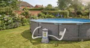 The Bestway Steel Pro MAX pool including a fitted filter pump for clean water.