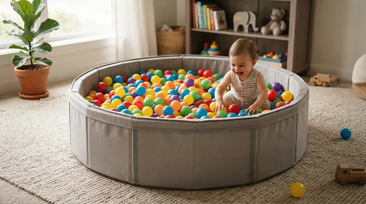A portable folding ball pit pool set up quickly for indoor entertainment