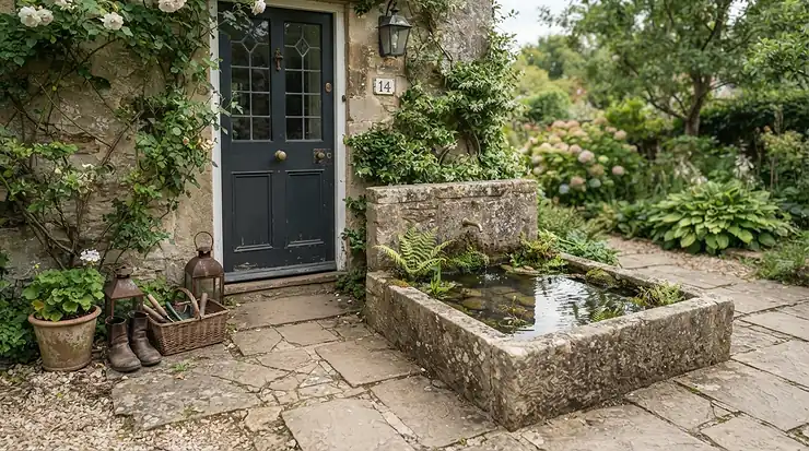 A compact plunge pool for patio installation fitted into a small urban garden in London