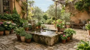 A compact swim current pool fitted neatly onto a small patio in a London townhouse