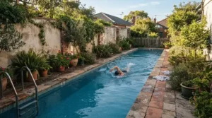 Narrow lap channel layout maximises a tidy British backyard space