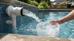 Demonstrating the flow rate in litres per hour of a cartridge filter pump