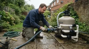 Disconnecting a cartridge filter pump at the end of the summer season