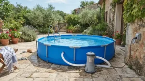 Compact pool and pump bundles designed to fit small backyard patios